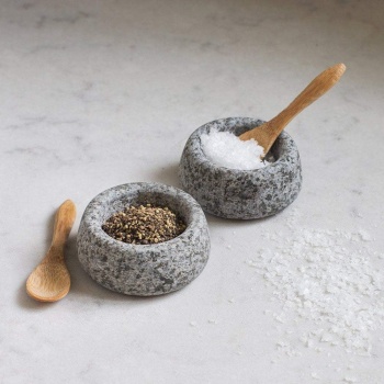 Garden Trading Granite Salt and Pepper Pots with Spoons